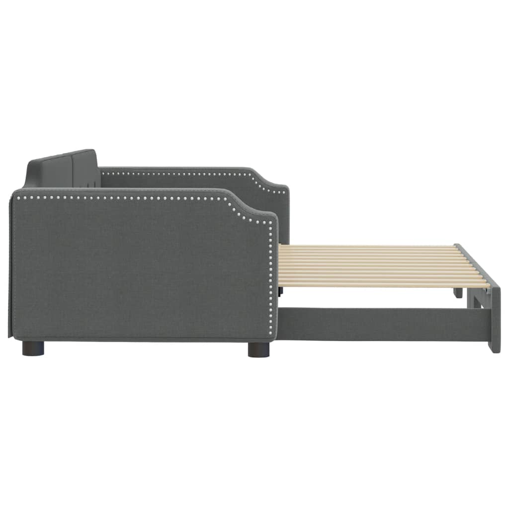 Sofá-cama com gavetão 100x200 cm tecido cinzento-escuro