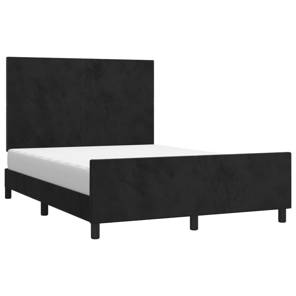 Estrutura de cama sem colchão 140x190 cm veludo preto