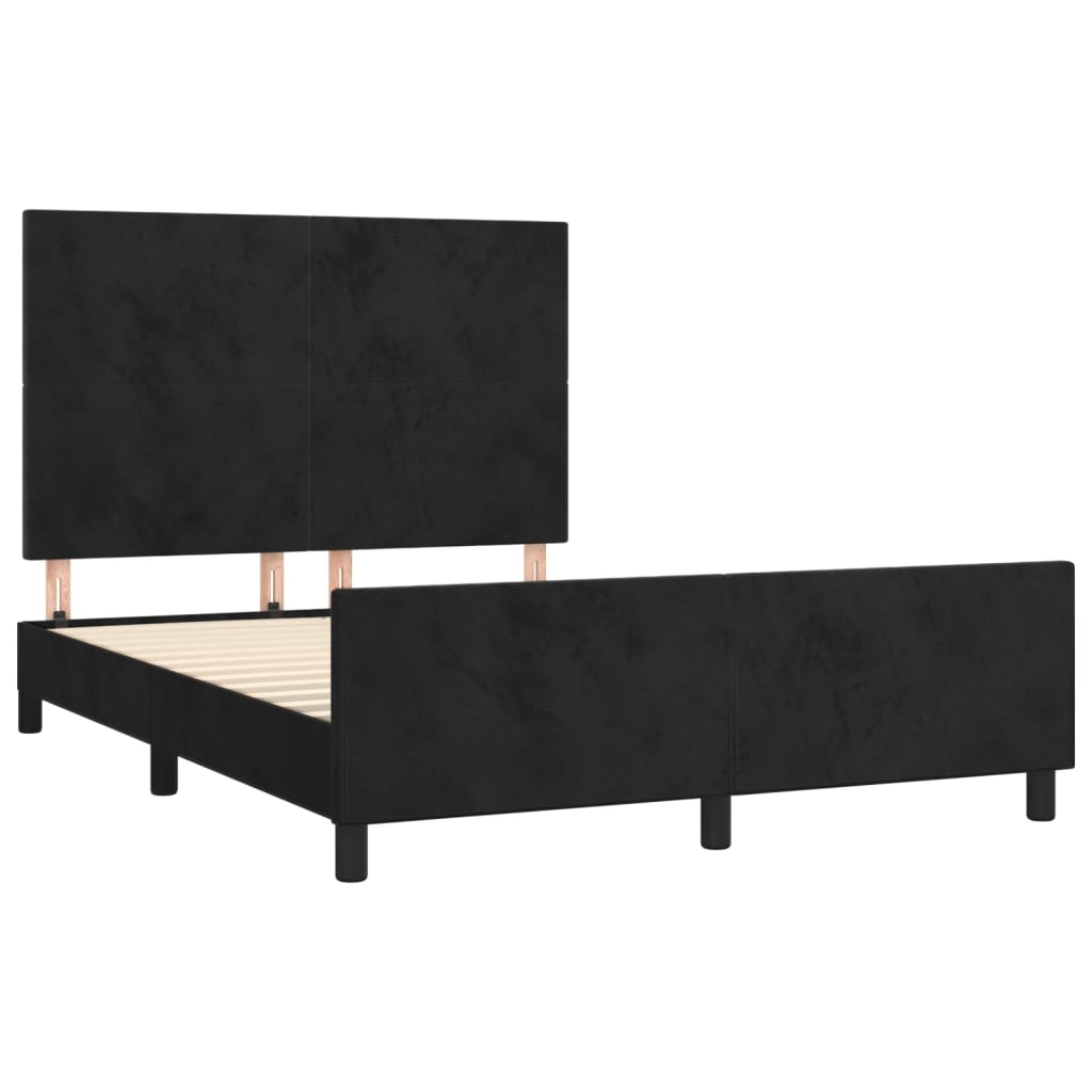 Estrutura de cama sem colchão 140x190 cm veludo preto