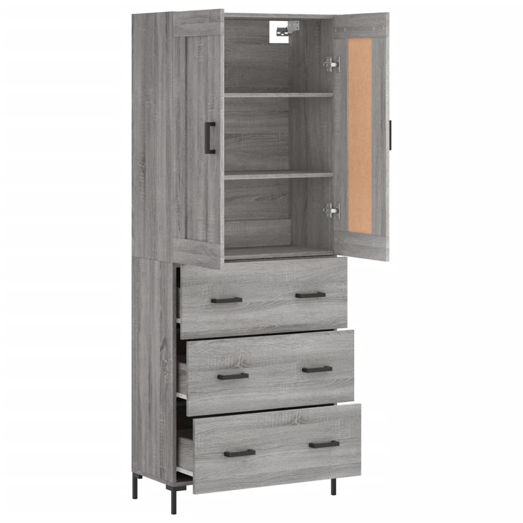 Armário alto 69,5x34x180 cm derivados de madeira sonoma cinza