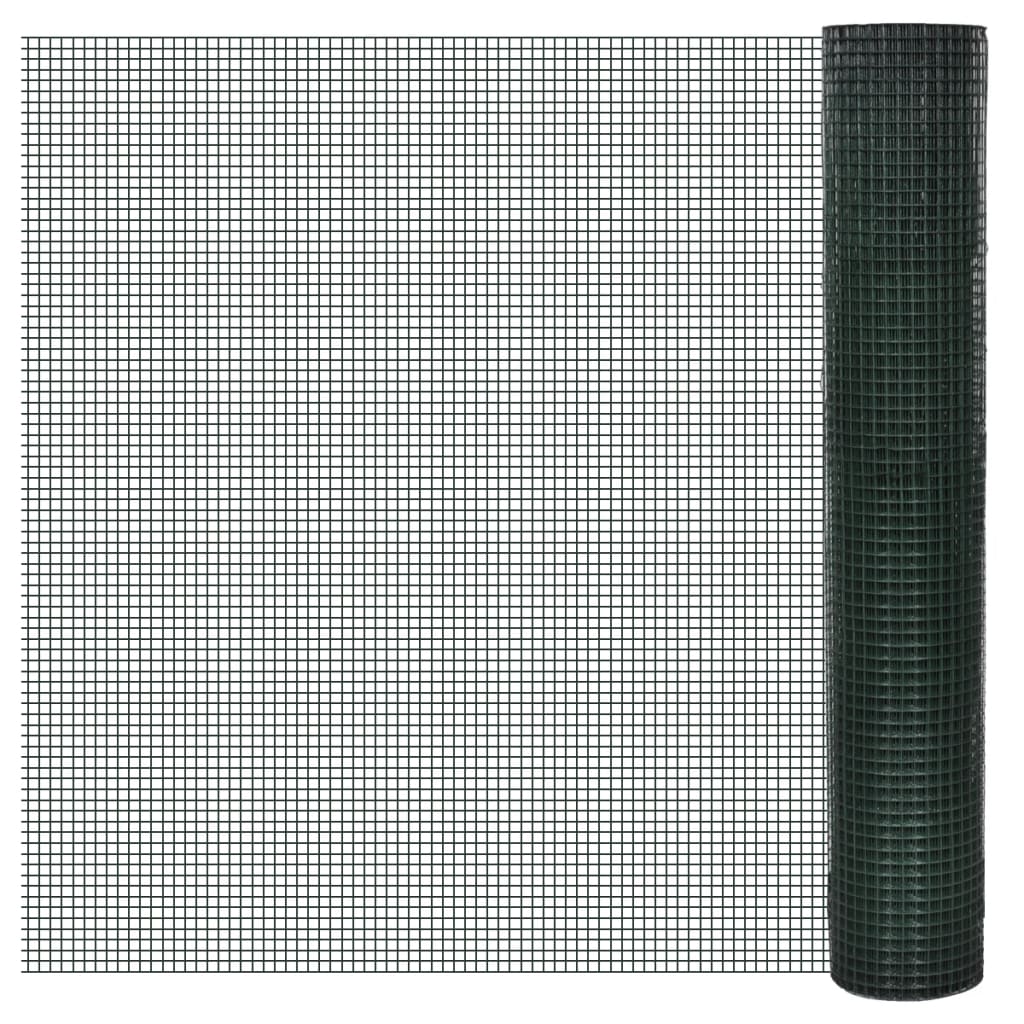 Cerca arame p/ galinheiro c/ revestimento PVC 25x1 m aço verde