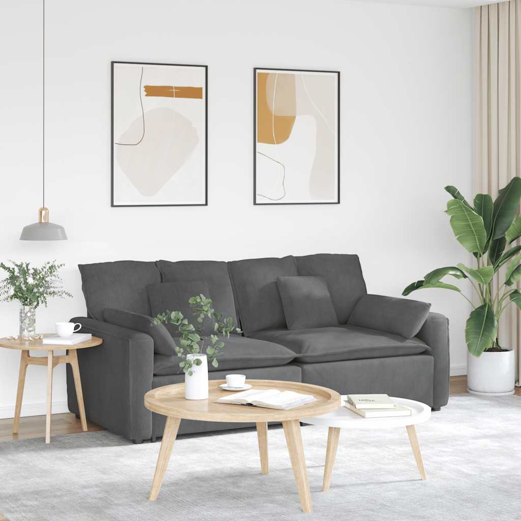 Sofá modular com almofadas cinzento-escuro
