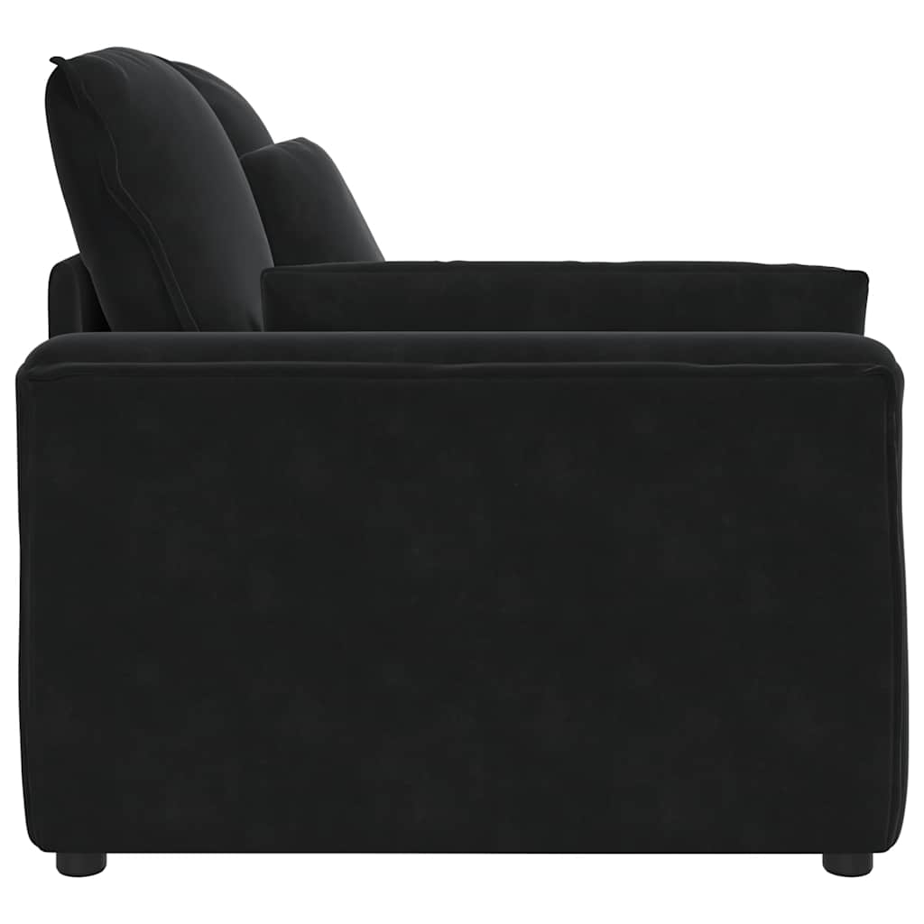 Módulo de extremidade de apoio de braço para sofá modular com almofadas, preto, 100 cm