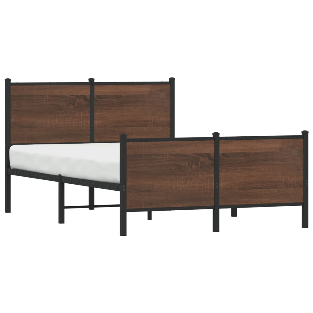 Estrutura de cama sem colchão 137x190cm metal carvalho castanho