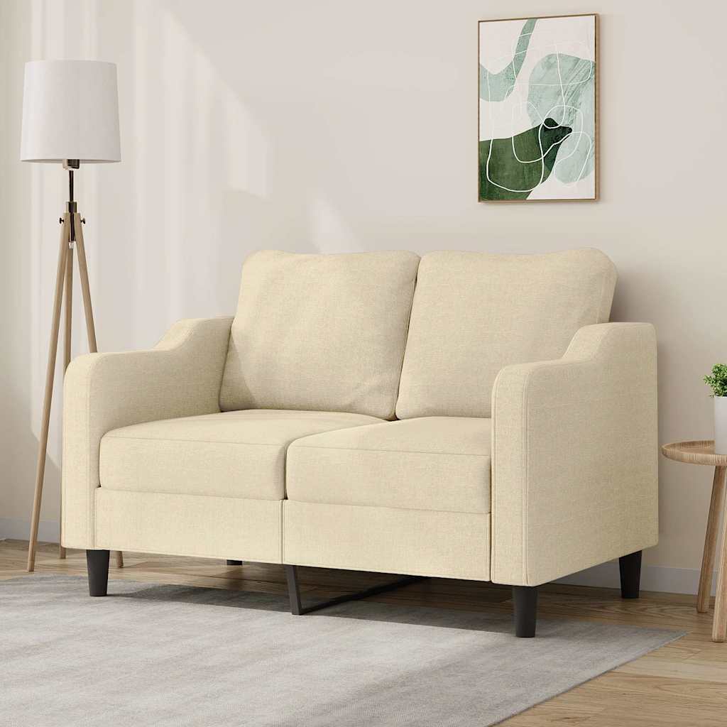 Sofá de 2 lugares tecido 120 cm cor creme