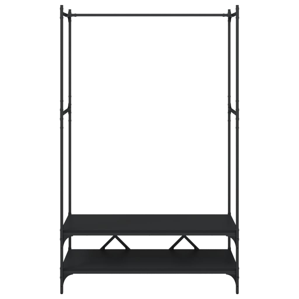 Suporte para roupas c/ prateleiras derivados de madeira preto