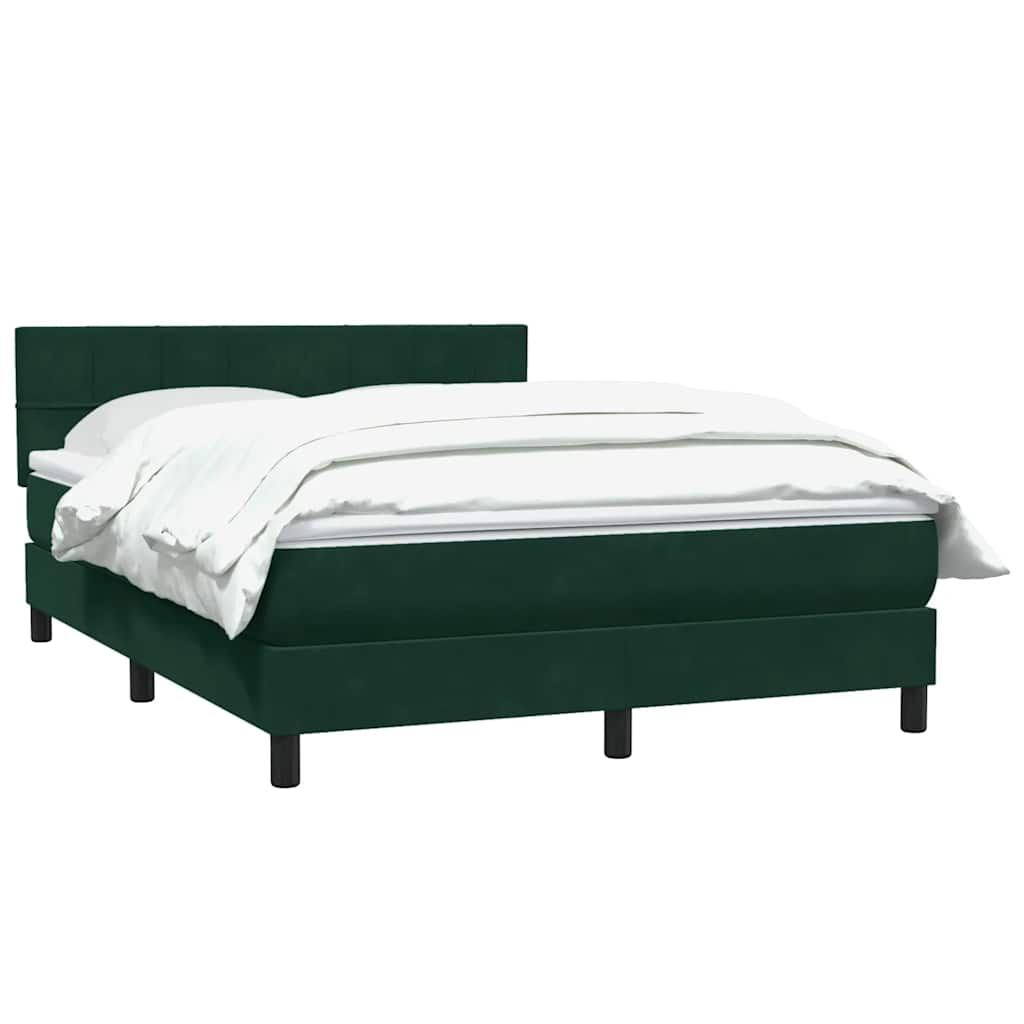 Cama com molas/colchão 160x220 cm veludo verde-escuro