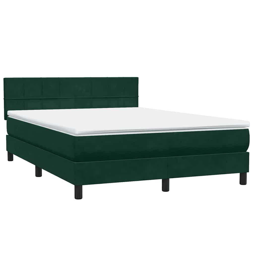 Cama com molas/colchão 160x220 cm veludo verde-escuro