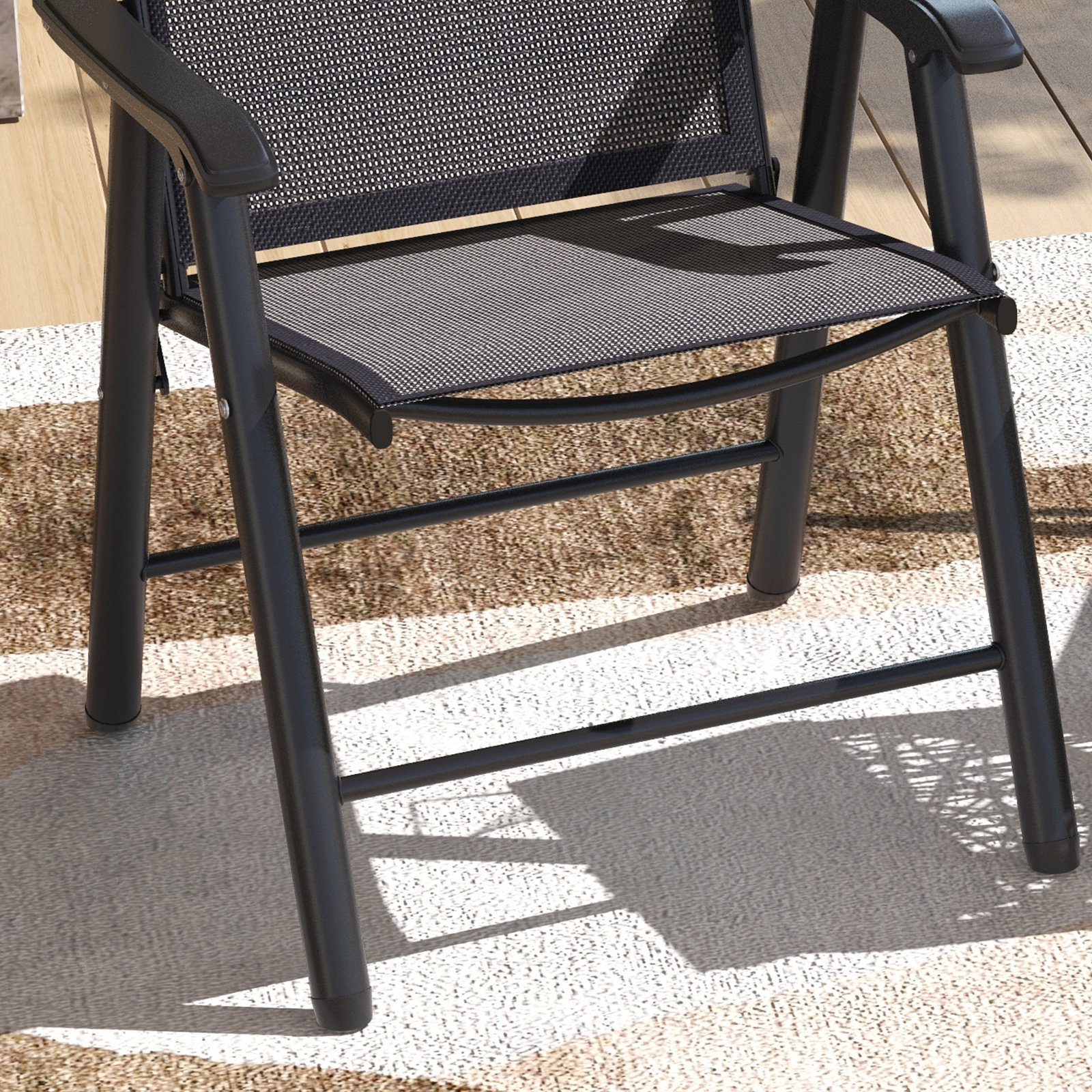 Conjunto de 2 cadeiras dobráveis para exterior cadeiras para jardim com textilene e metal 58x64x94 cm cinza escuro