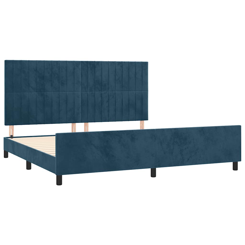 Estrutura de cama sem colchão 200x200 cm veludo azul-escuro