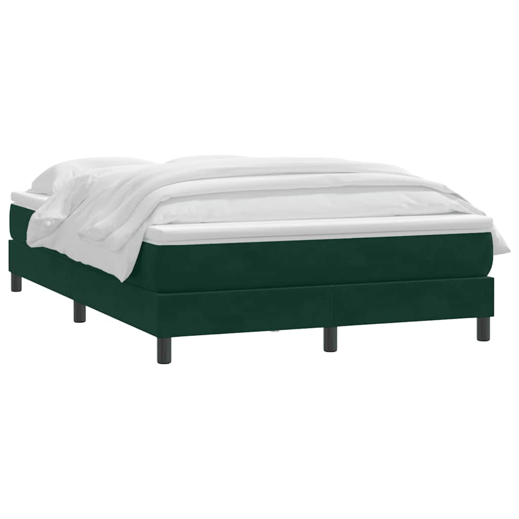 Cama com molas/colchão 160x220 cm veludo verde-escuro