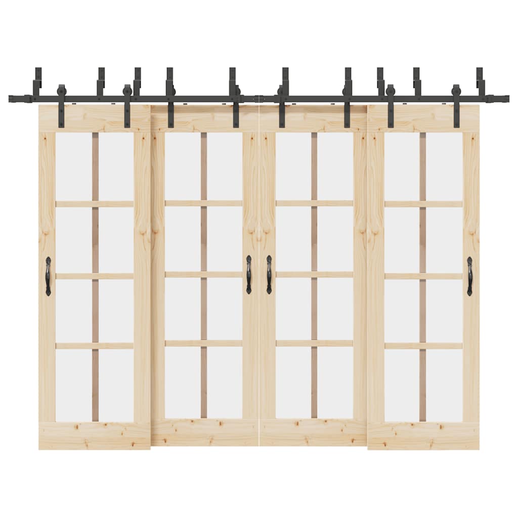 Kit de ferragens para porta deslizante 305 cm aço preto