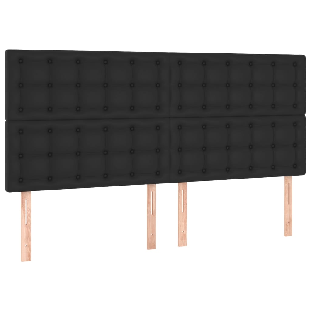 Cabeceira de cama c/ LED couro artificial 200x5x118/128cm preto