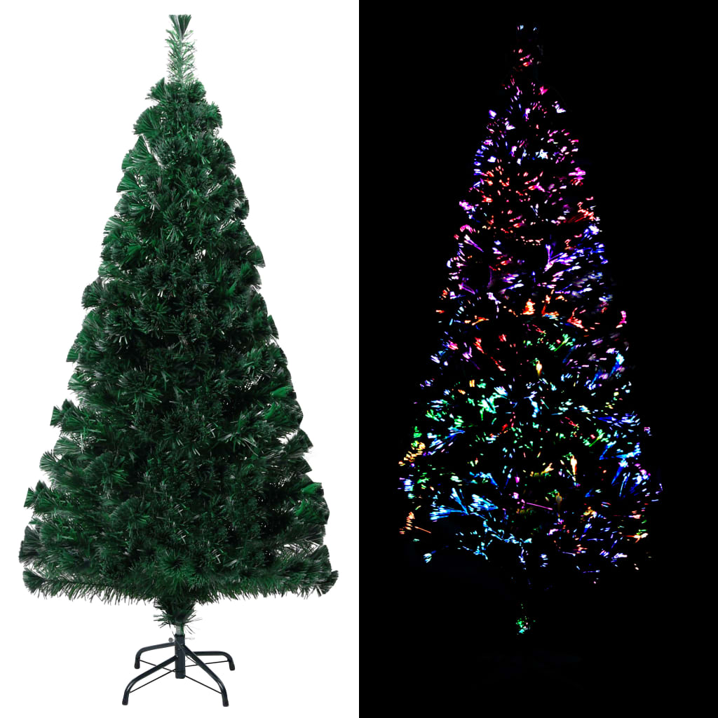 Árvore de natal artificial com suporte 150 cm fibra ótica verde