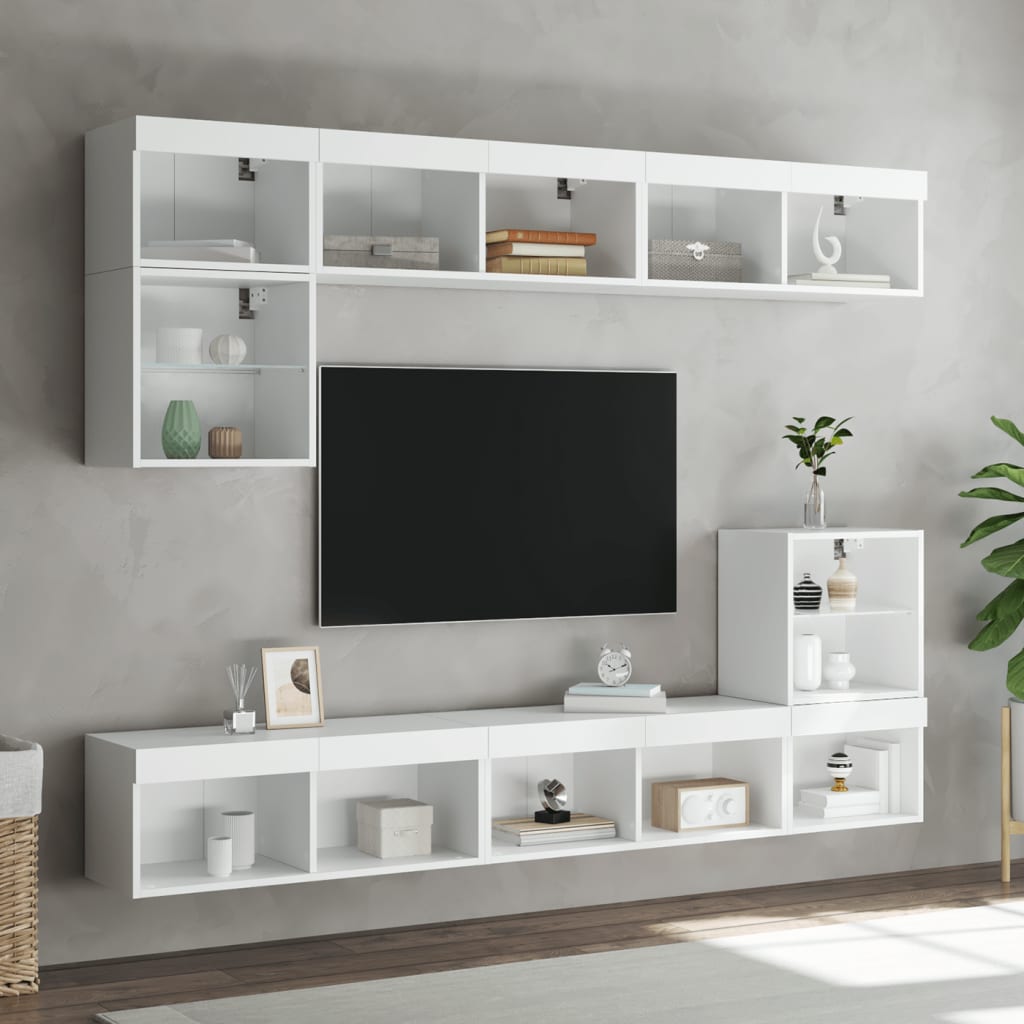 Móvel de TV com luzes LED 80x30x30 cm branco