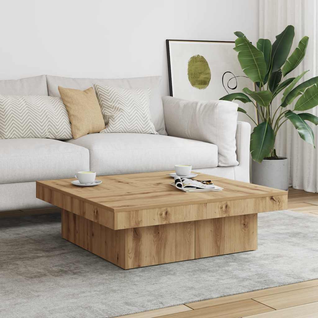 Mesa de centro 90x90x28 cm derivados madeira carvalho castanho