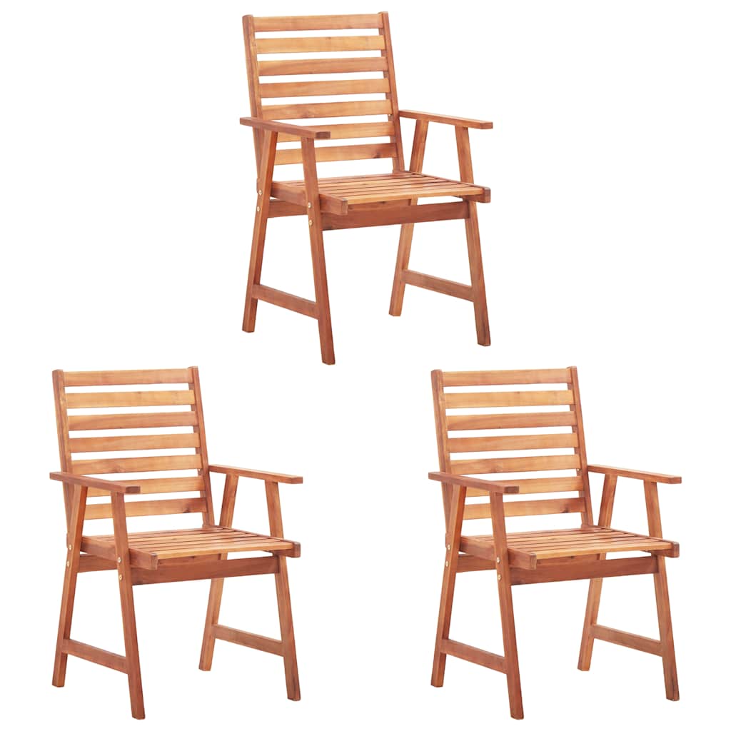 Cadeiras de jantar p/ jardim 3 pcs c/ almofadões acácia maciça