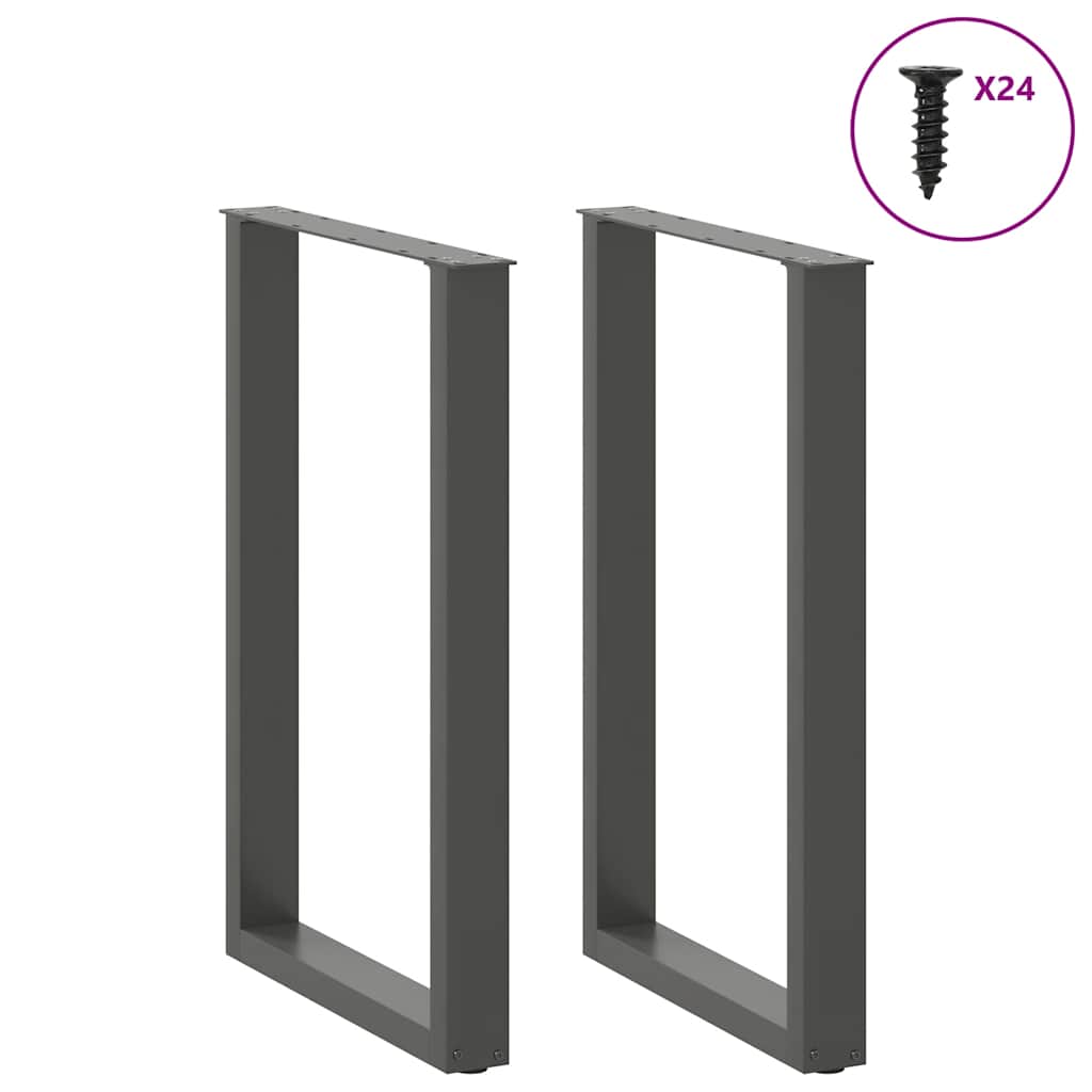 Pés para mesa de bar em formato de u 2 peças antracite 60x(90-91) cm aço
