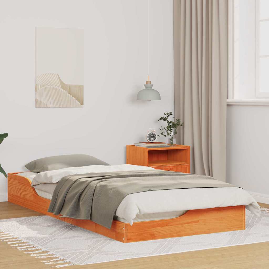Estrutura da cama marrom cera 90 x 200 cm