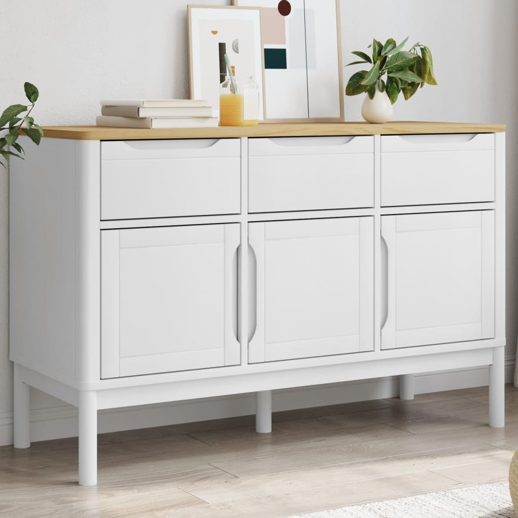 Aparador floro 114x43x74 cm pinho maciço branco