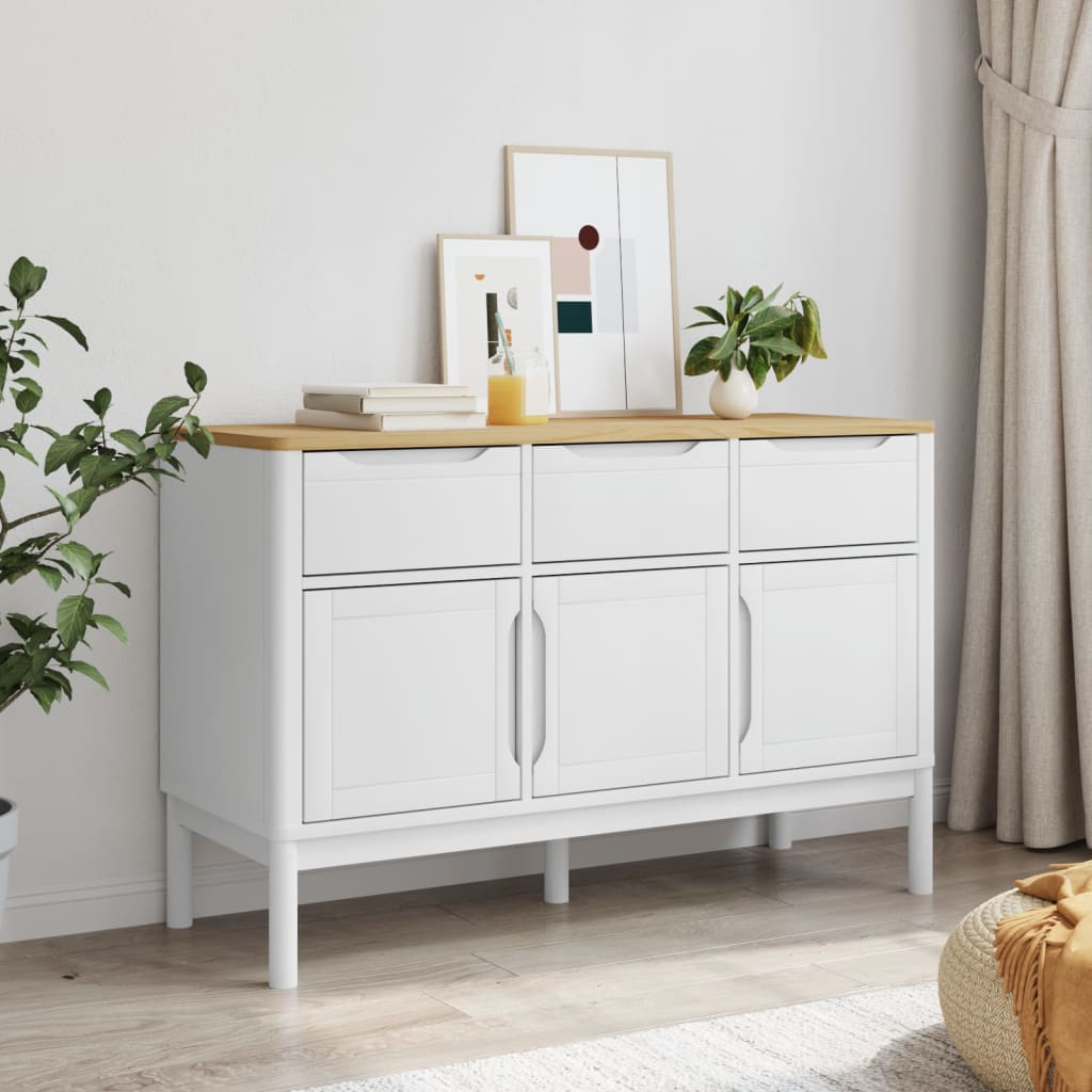 Aparador floro 114x43x74 cm pinho maciço branco