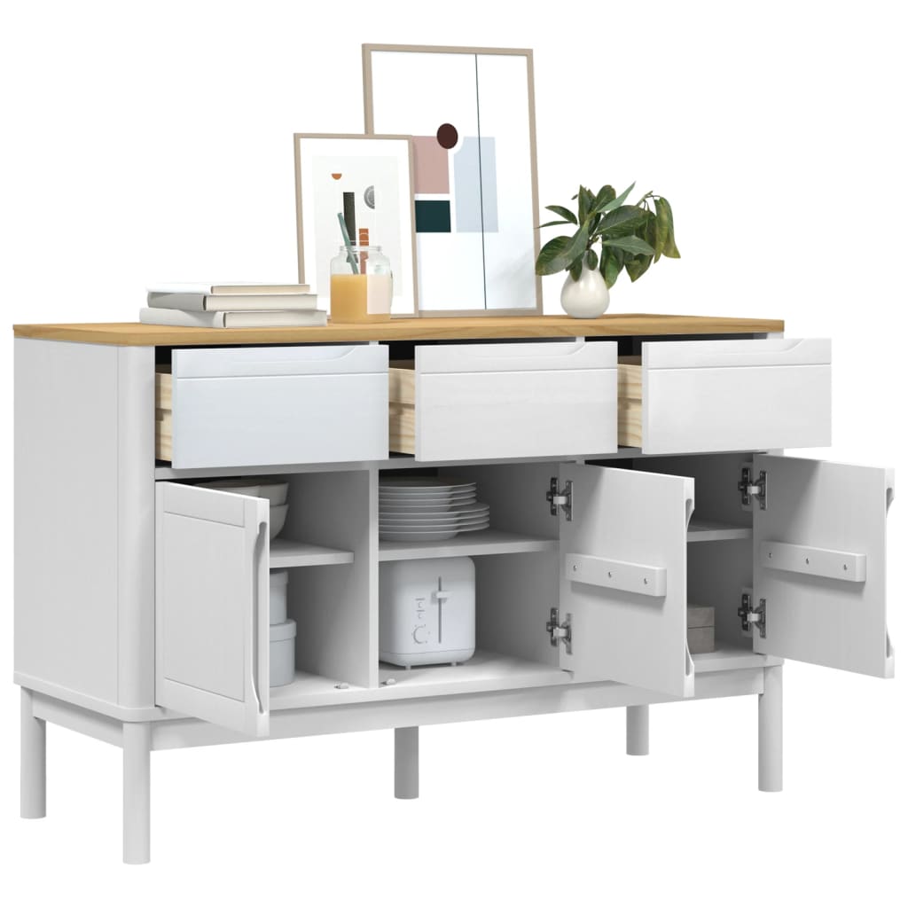 Aparador floro 114x43x74 cm pinho maciço branco