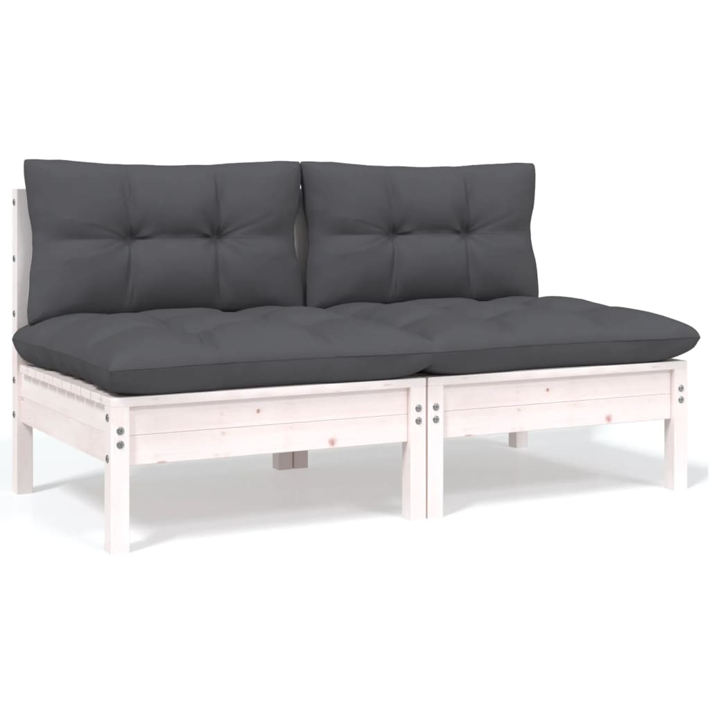 4 Pcs conjunto lounge de jardim c/ almofadões pinho maciço