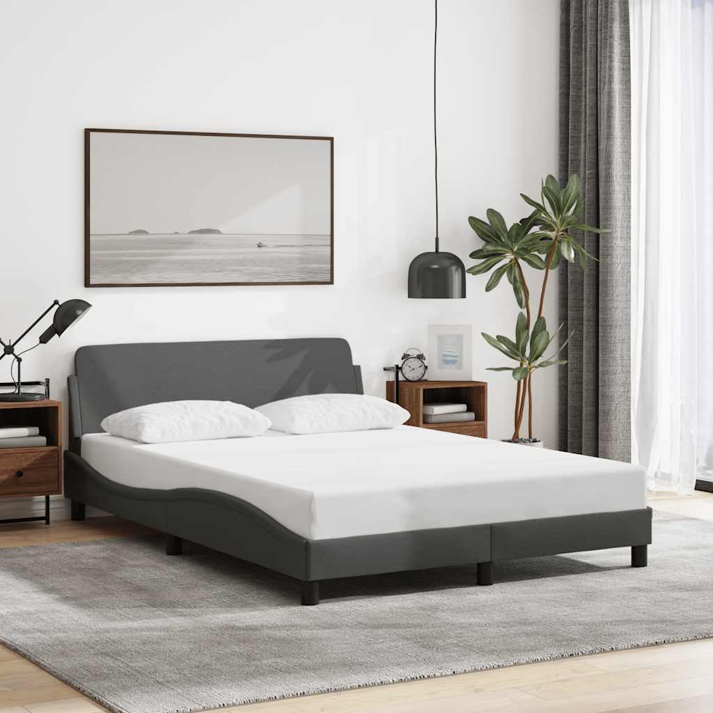 Estrutura de cama dover 140x190 cm tecido cinzento-escuro