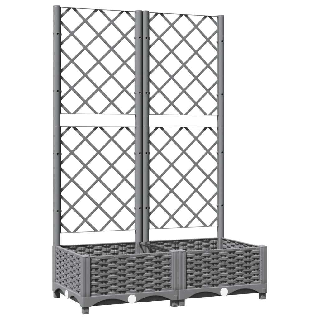 Vaso/floreira jardim c/ treliça 80x40x121,5 cm PP cinza-claro