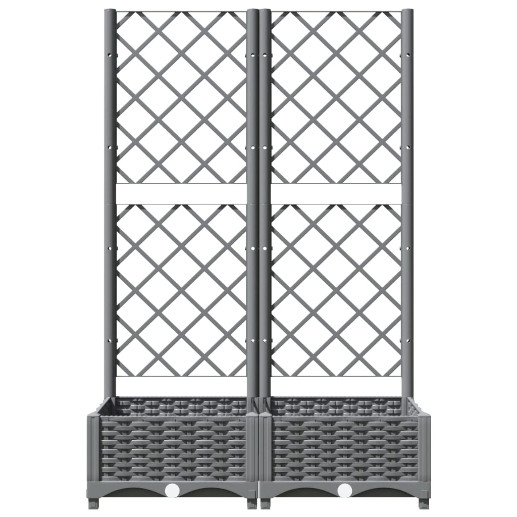 Vaso/floreira jardim c/ treliça 80x40x121,5 cm PP cinza-claro