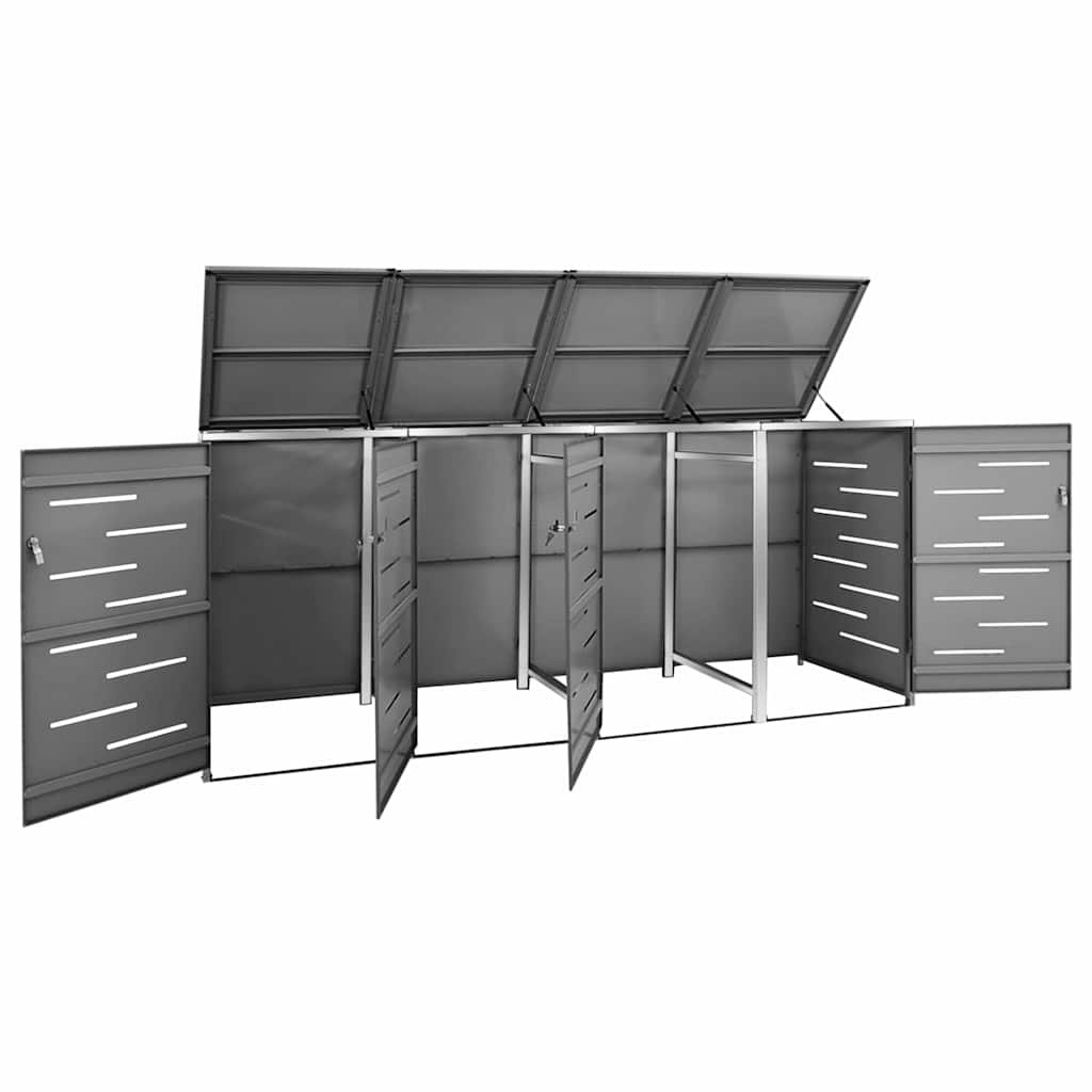 Abrigo quádruplo para caixotes do lixo 276,5x77,5x115 cm aço