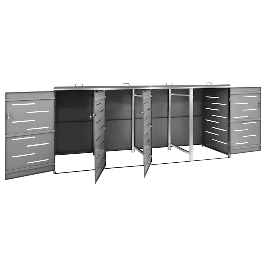 Abrigo quádruplo para caixotes do lixo 276,5x77,5x115 cm aço