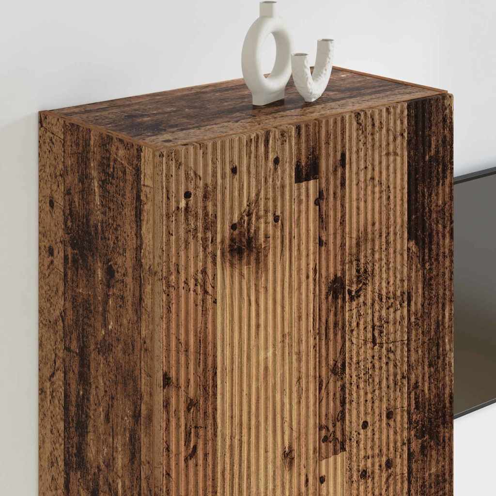 Armário de TV de parede 59,5 x 31 x 80 cm madeira antiga