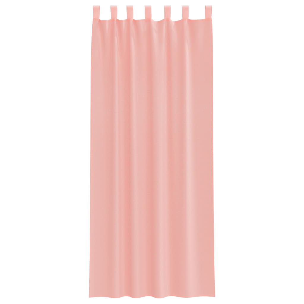 Cortinas de voile com laços 2 pcs rosa 140x260 cm