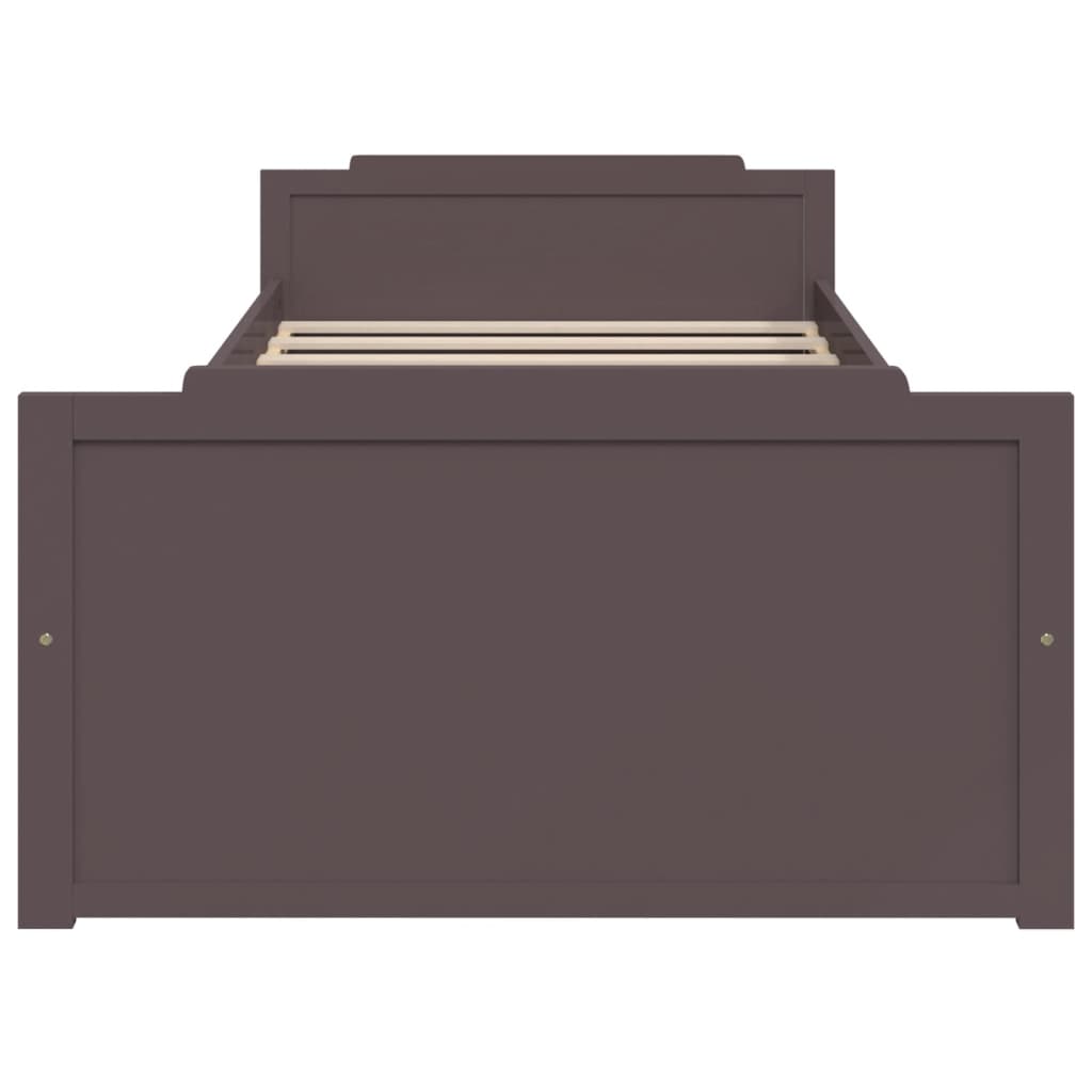 Estrutura cama + gavetas 90x200 cm pinho maciço castanho escuro