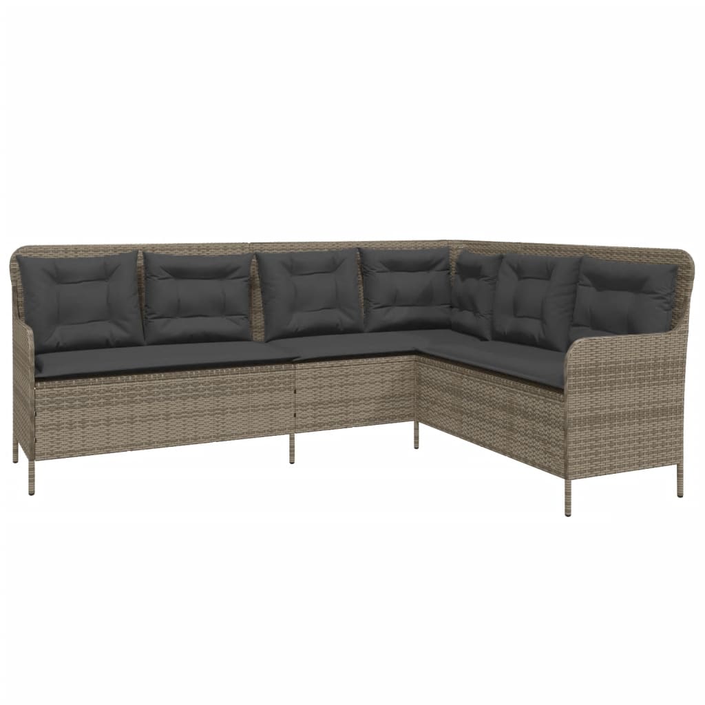 2 Pcs conjunto sofás de jardim c/ almofadões vime PE cinzento