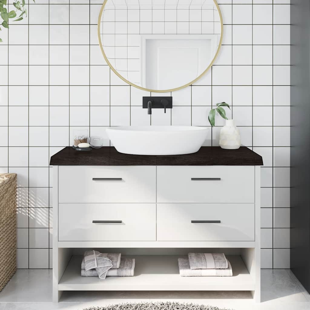 Bancada p/ wc 120x60x(2-6)cm madeira tratada maciça castanho