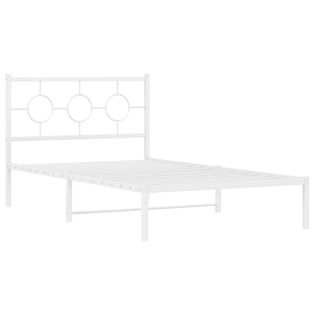 Estrutura de cama com cabeceira e pés 107x203 cm metal branco