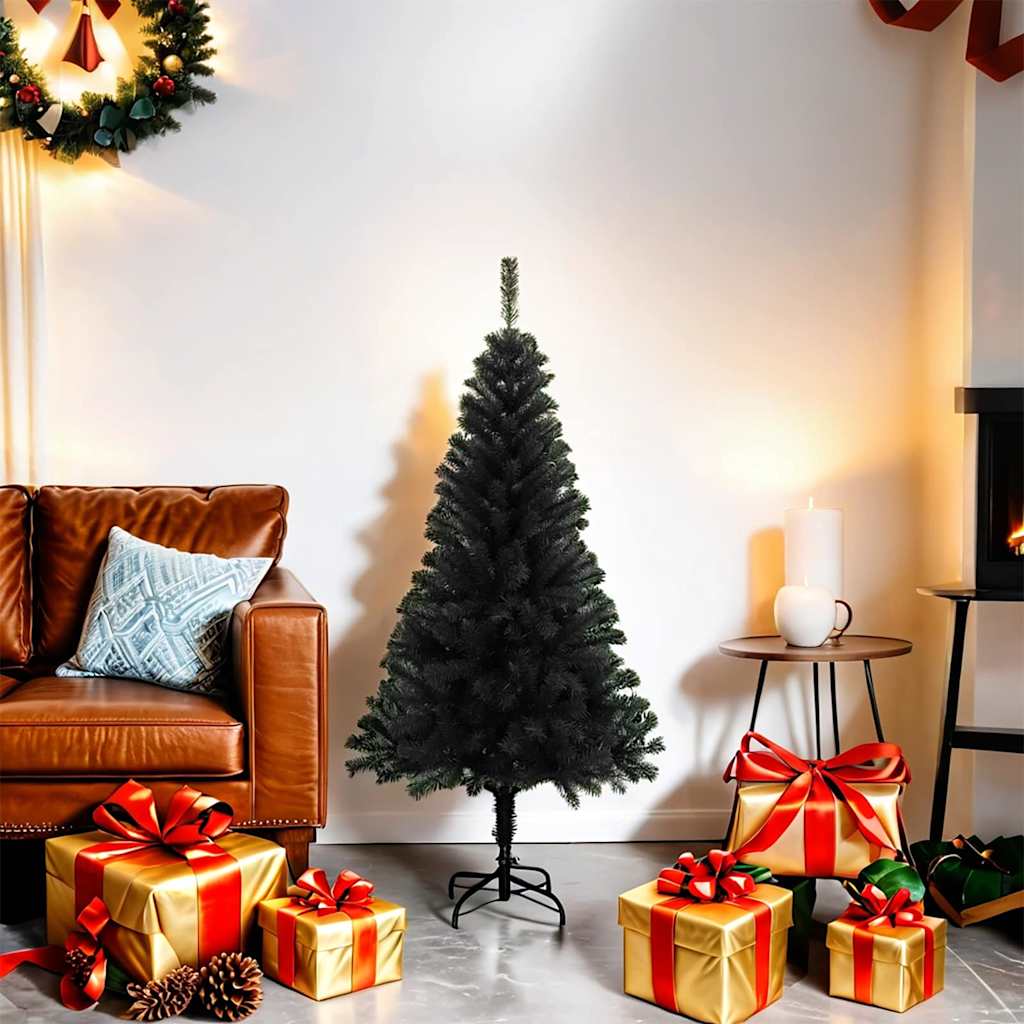 Árvore de natal artificial com suporte 120 cm PVC preto