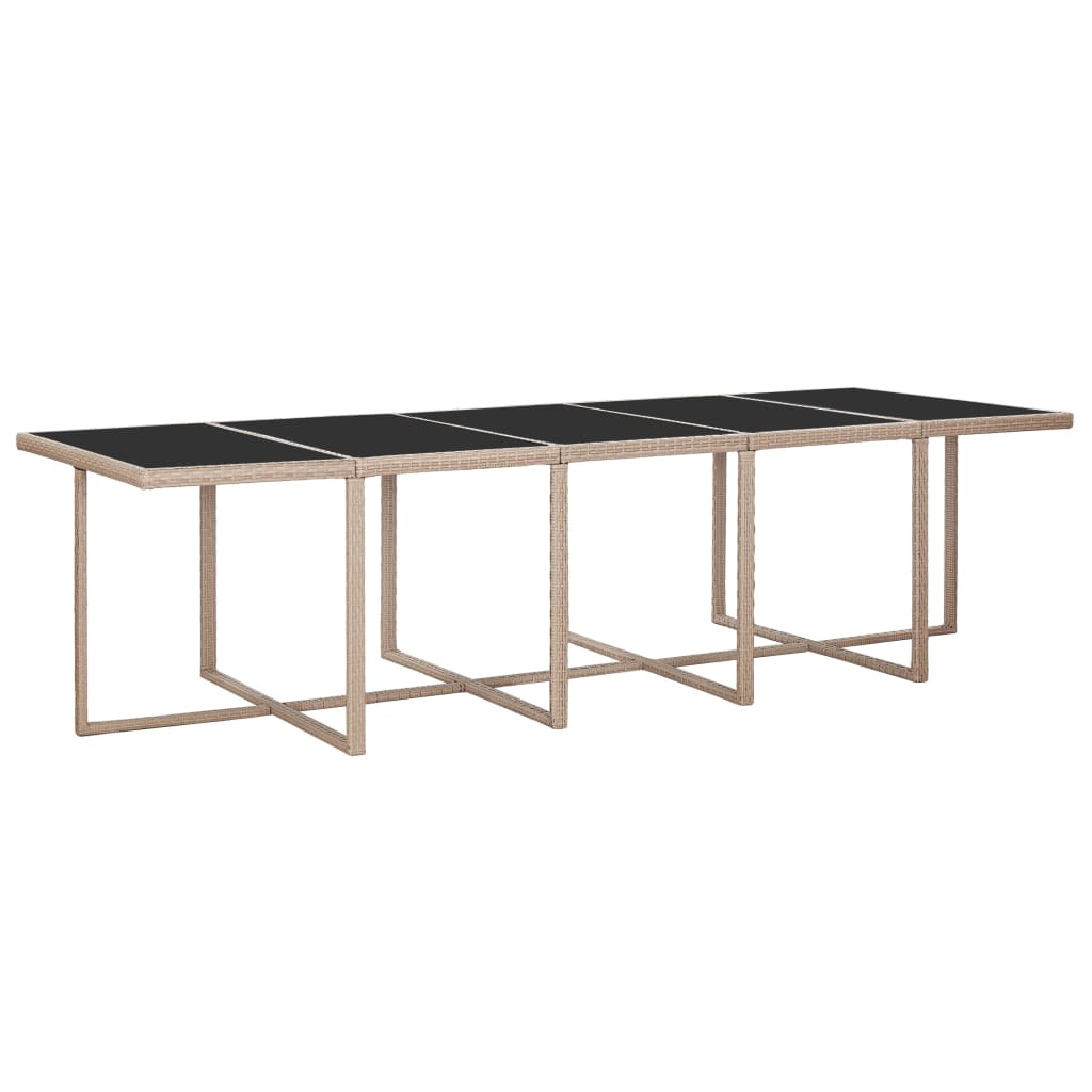 15 Pcs conjunto jantar exterior com almofadões vime PE bege