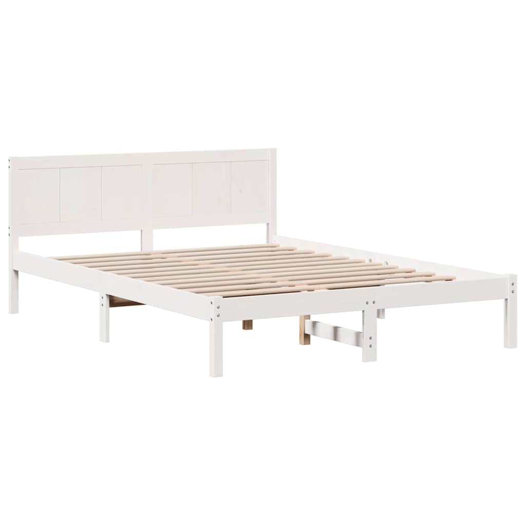 Estrutura da cama branco 140 x 200 cm madeira de pinho maciça