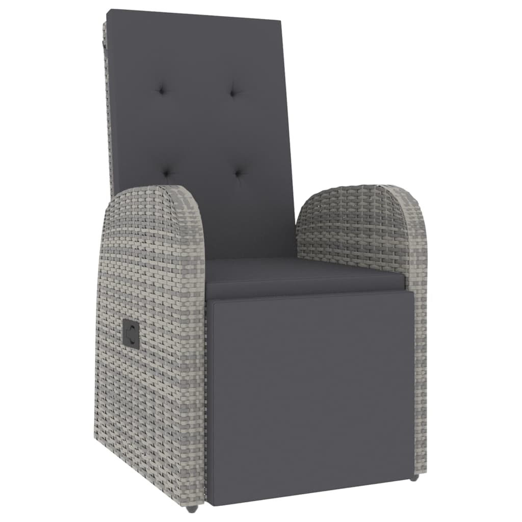 2 Pcs conjunto lounge de jardim vime PE/acácia maciça cinzento