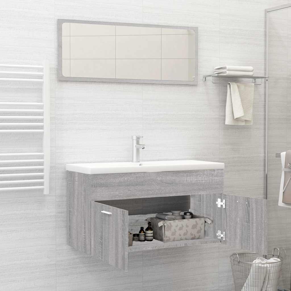 2 Pcs conjunto móveis wc derivados de madeira sonoma cinza