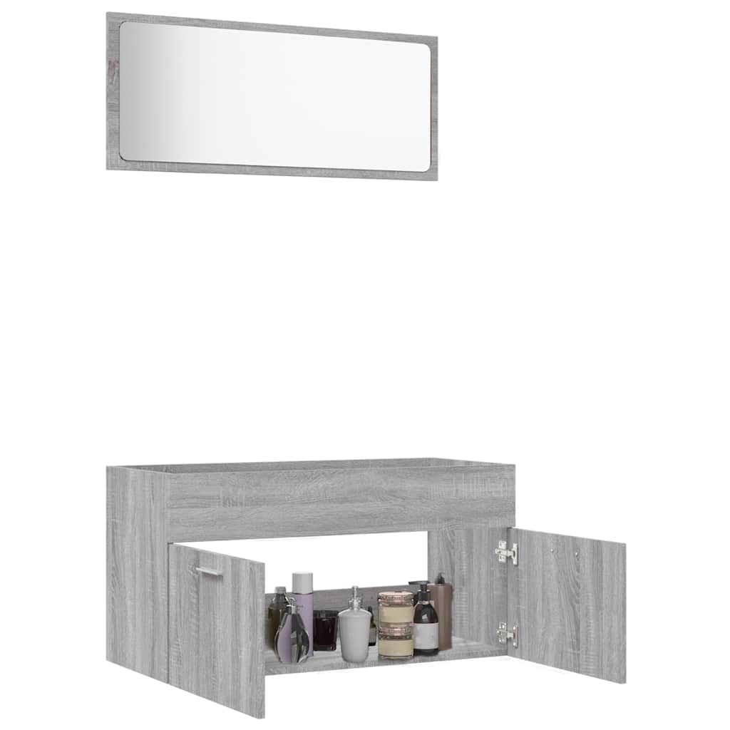 2 Pcs conjunto móveis wc derivados de madeira sonoma cinza