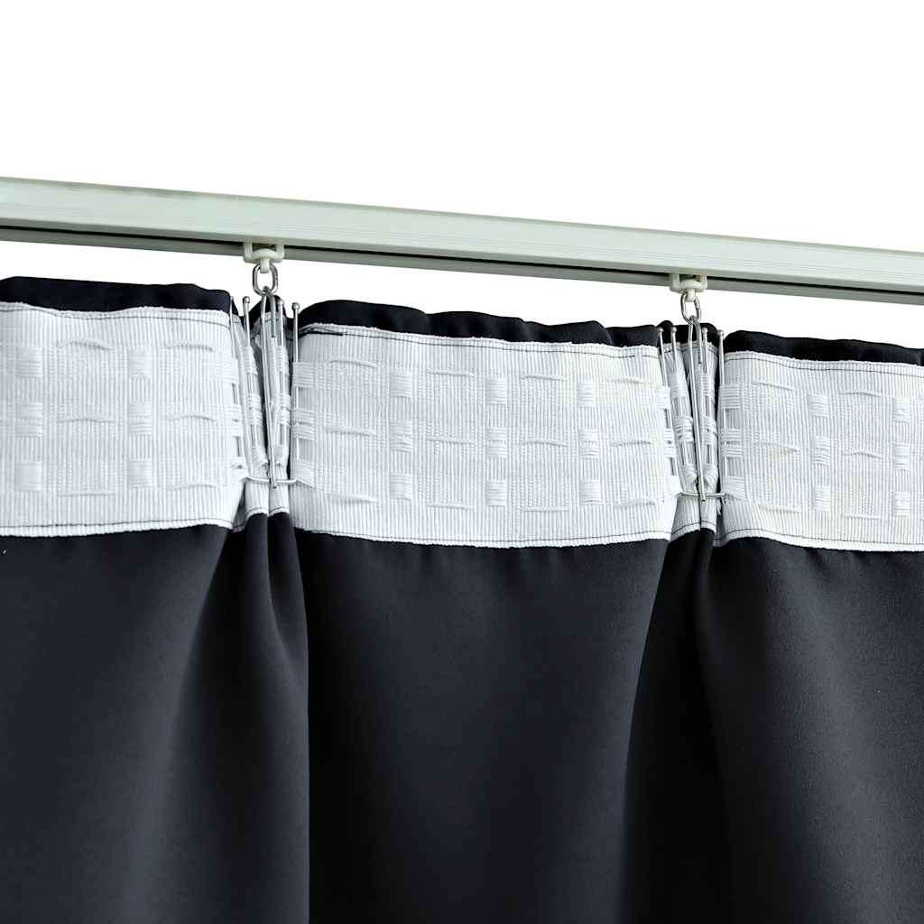 Cortinas blackout com ganchos 2 pcs 140x245 cm antracite