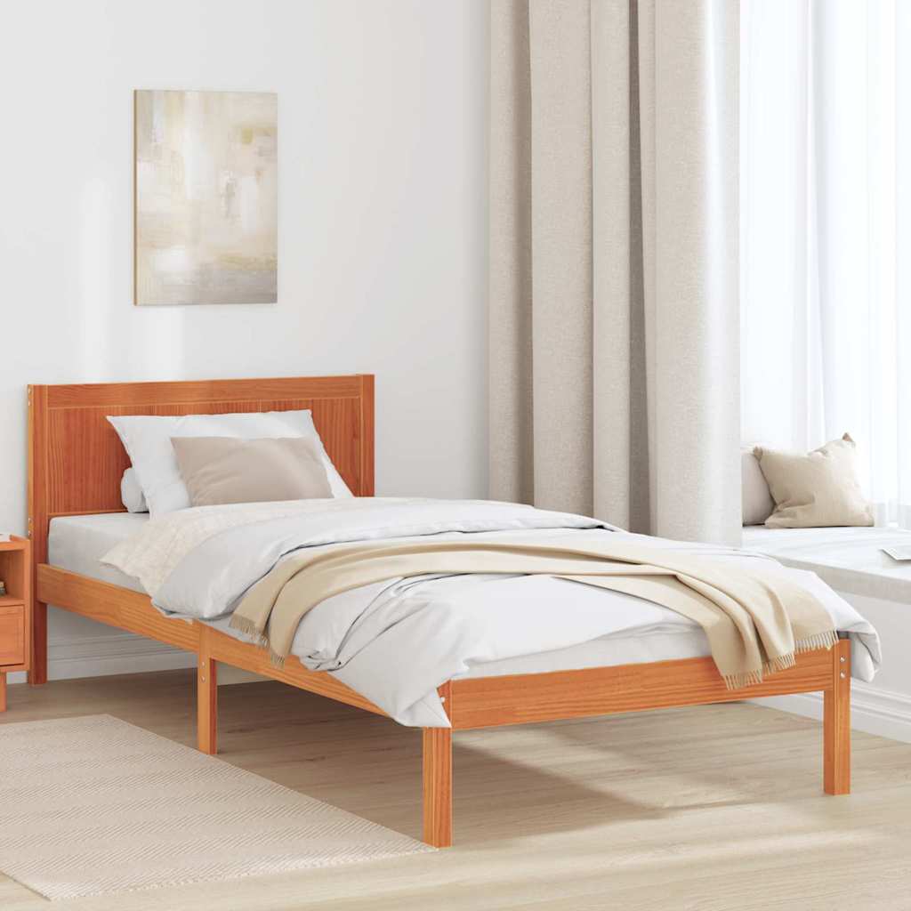 Estrutura da cama castanho 80 x 200 cm madeira de pinho maciça