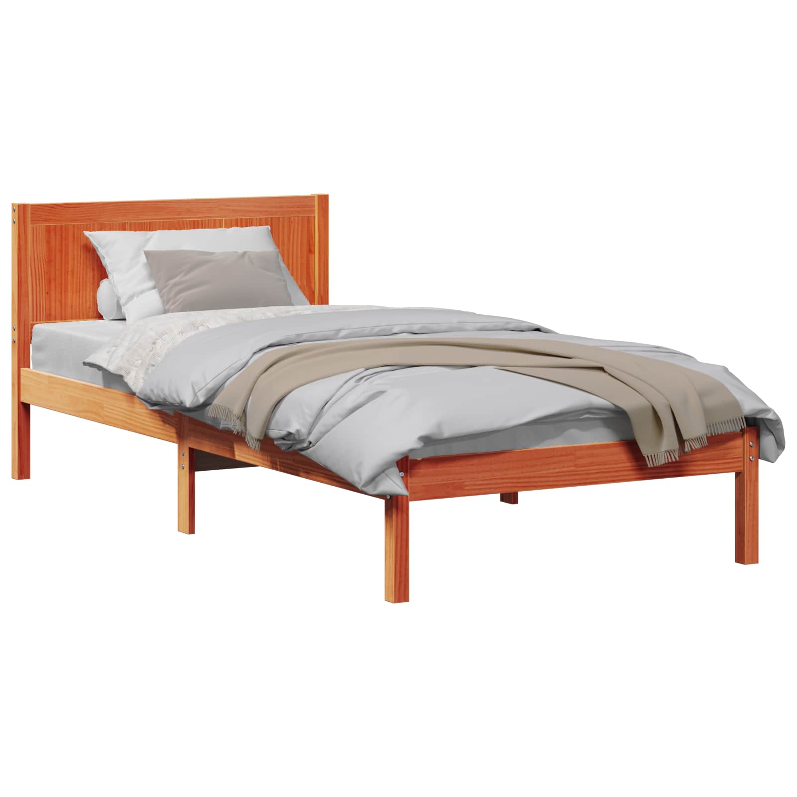 Estrutura da cama castanho 80 x 200 cm madeira de pinho maciça