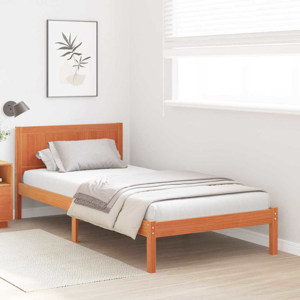 Estrutura da cama castanho 80 x 200 cm madeira de pinho maciça