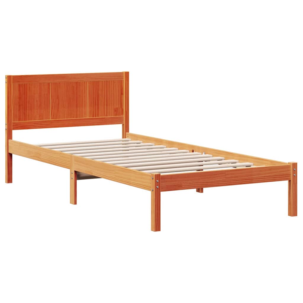 Estrutura da cama castanho 80 x 200 cm madeira de pinho maciça