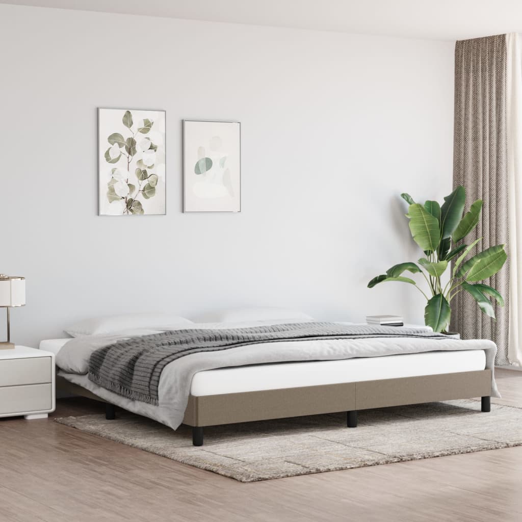 Cama sem colchão 200x200 cm tecido cinzento-acastanhado